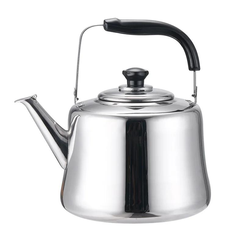 

Чайник из нержавеющей стали, большой емкости, чайник для кипячения воды, домашний чайник со свистком для индукционных плит, газовых плит, походный чайник 1L серебряный