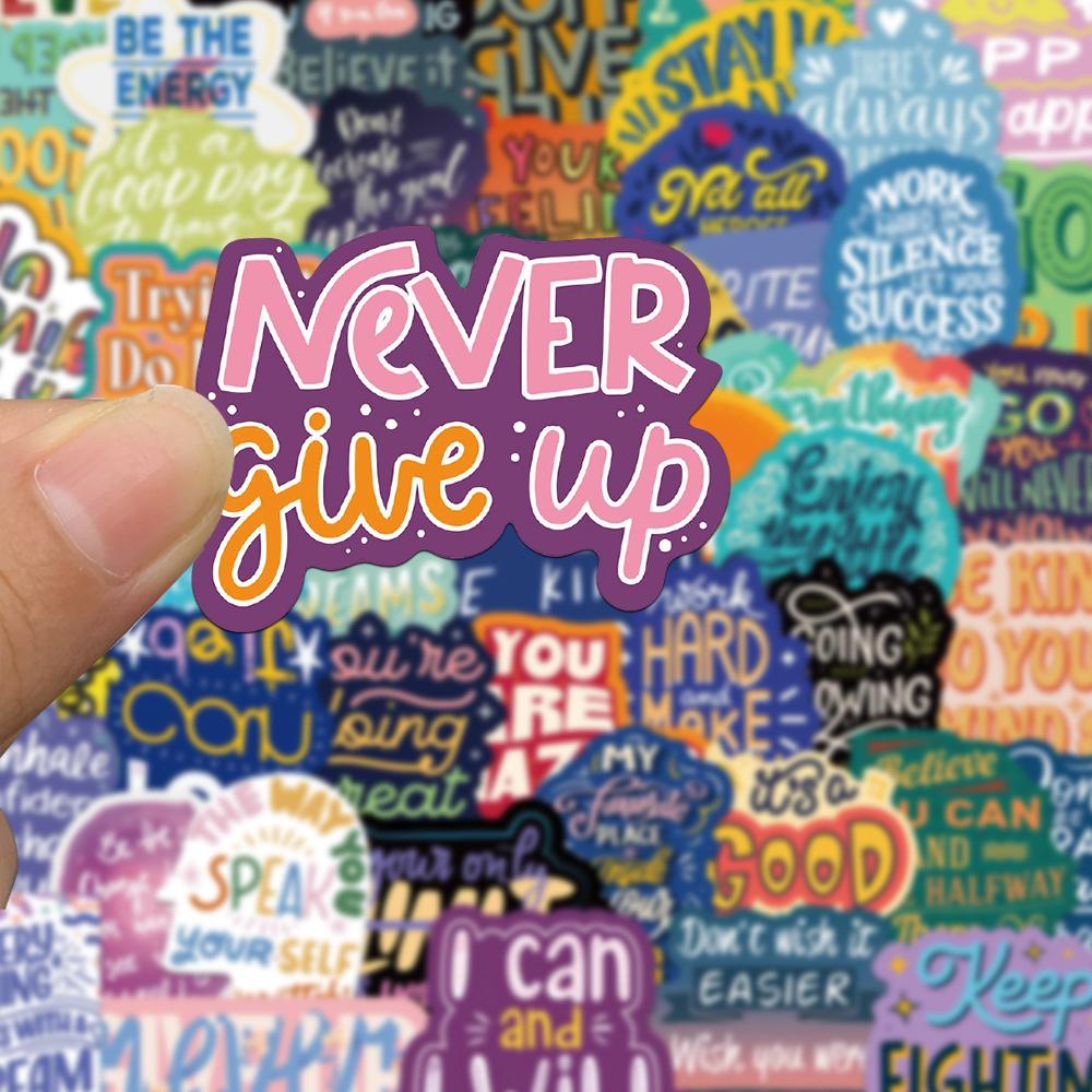 10/30/50pcs Colorful Cute Inspirational English Phrases Stickers Waterproof Graffiti Luggage Stationery Phone Aesthetic Sticker
