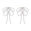 Gentle Temperament Beaded Bow Tassel Earrings - 925 Silver, Niche Design, Light Luxury, 2026 New Style