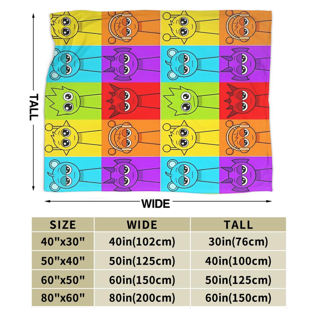Sprunki Charaktere Spiel Gestrickte Decken Flanell Überwurfdecken Bettwäsche Sofa Bedruckte Leichte Tagesdecke,