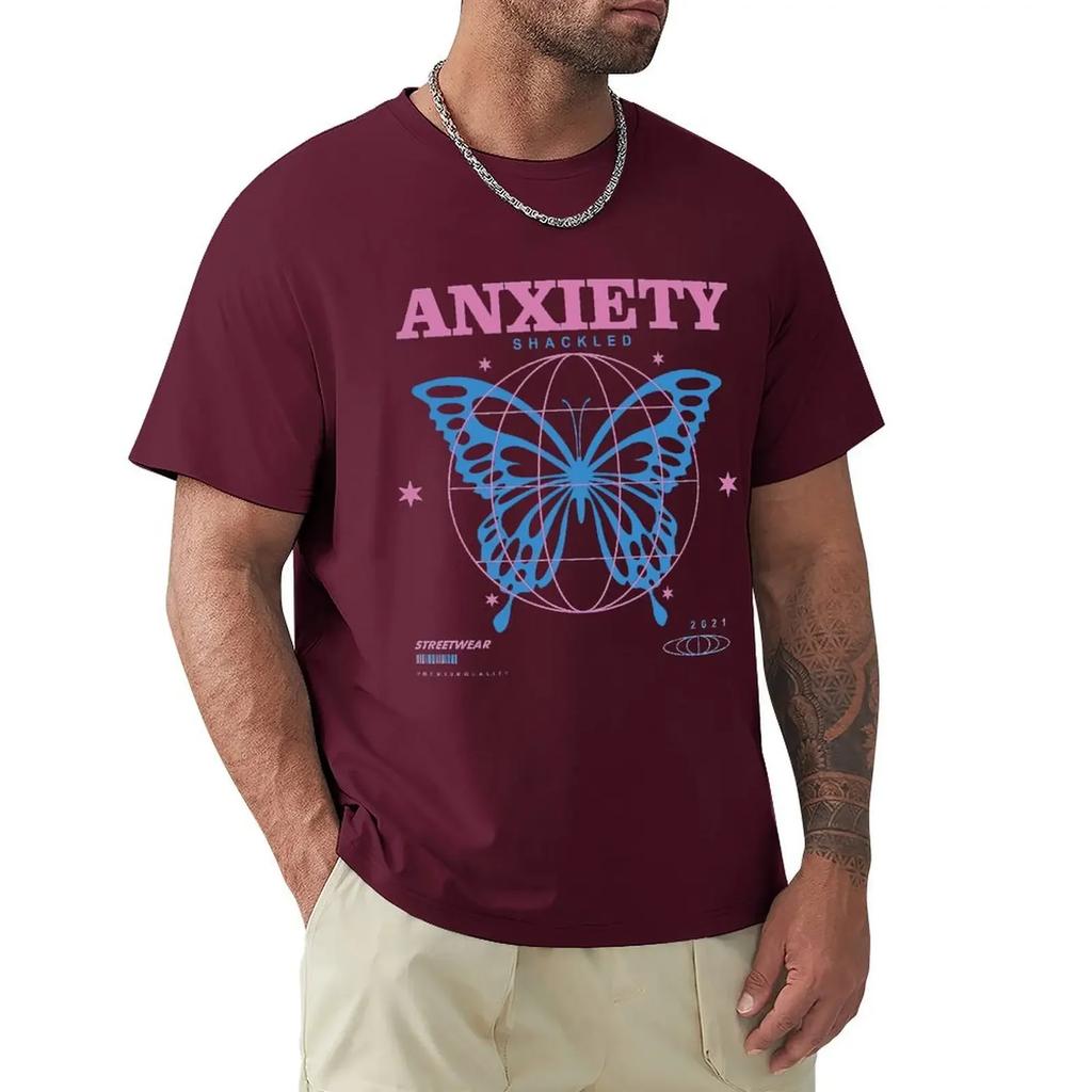 Anxiety, Butterfly Design T Shirt Harajuku Short Sleeve T-shirt 100% Cotton Graphics Tshirt Tops