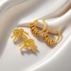 Eur-American Minimalist Gold-Plated Spiral Earrings - Titanium & Stainless Steel, Non-Fading