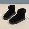 Fashion Shoes for Women 2024 New High Quality Slip on Mid-Calf Warm Women's Boots Solid Color Round Toe Flock Low-heeled