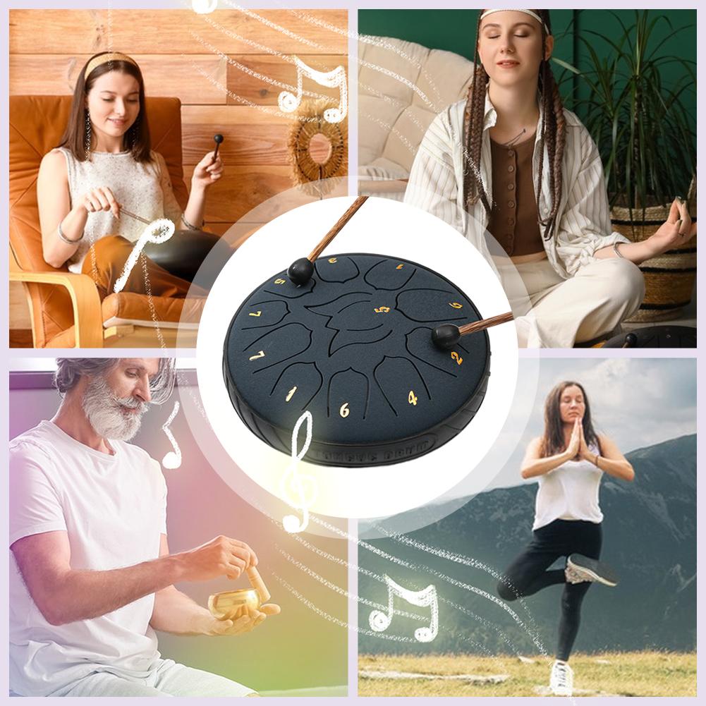 6 Inch 11 Notes Handpan Drum with Drum Bag Music Book Drum Mallets Percussion Instruments for Yoga Meditation Unique Gift
