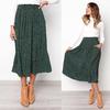 White Dots Floral Print Pleated Midi Skirt Women Elastic High Waist Side Pockets Skirts SummerElegant Female Bottom