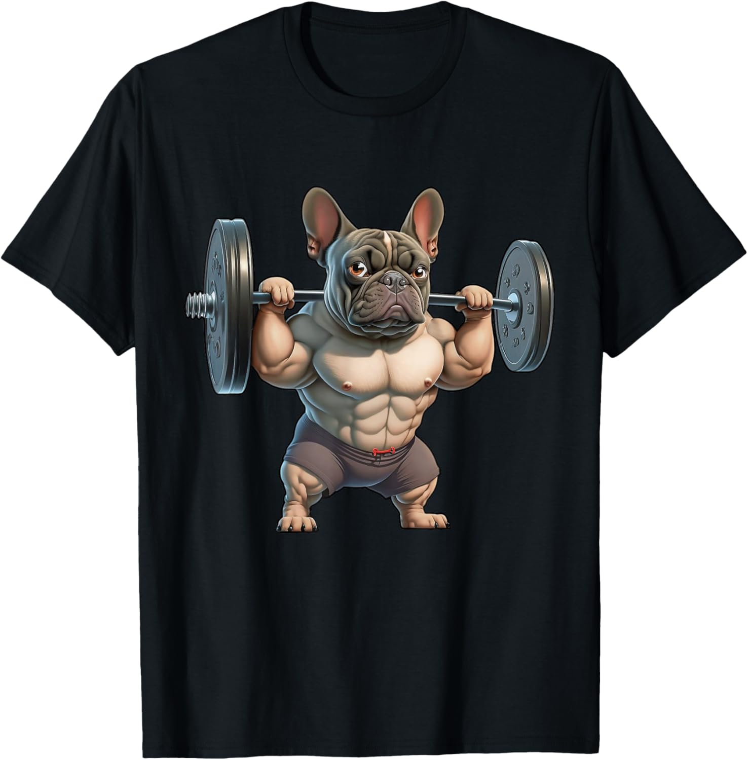 Fun French Bulldog Fitness gym French Weightlifting Tee shirt Comfortable breathable short sleeve crew neck tracksuit 4XL