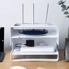Double-Layer Router Storage Box - Multi-Function WiFi Organizer with Cable Management, Plastic Cover for Power Strips & Modems