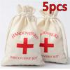 10/5/2Pcs Christmas Party Wake Up Bags Wedding Guest Gift Storage Bag Cotton Linen Bags First Aid Kits Red Cross Hangover Kit
