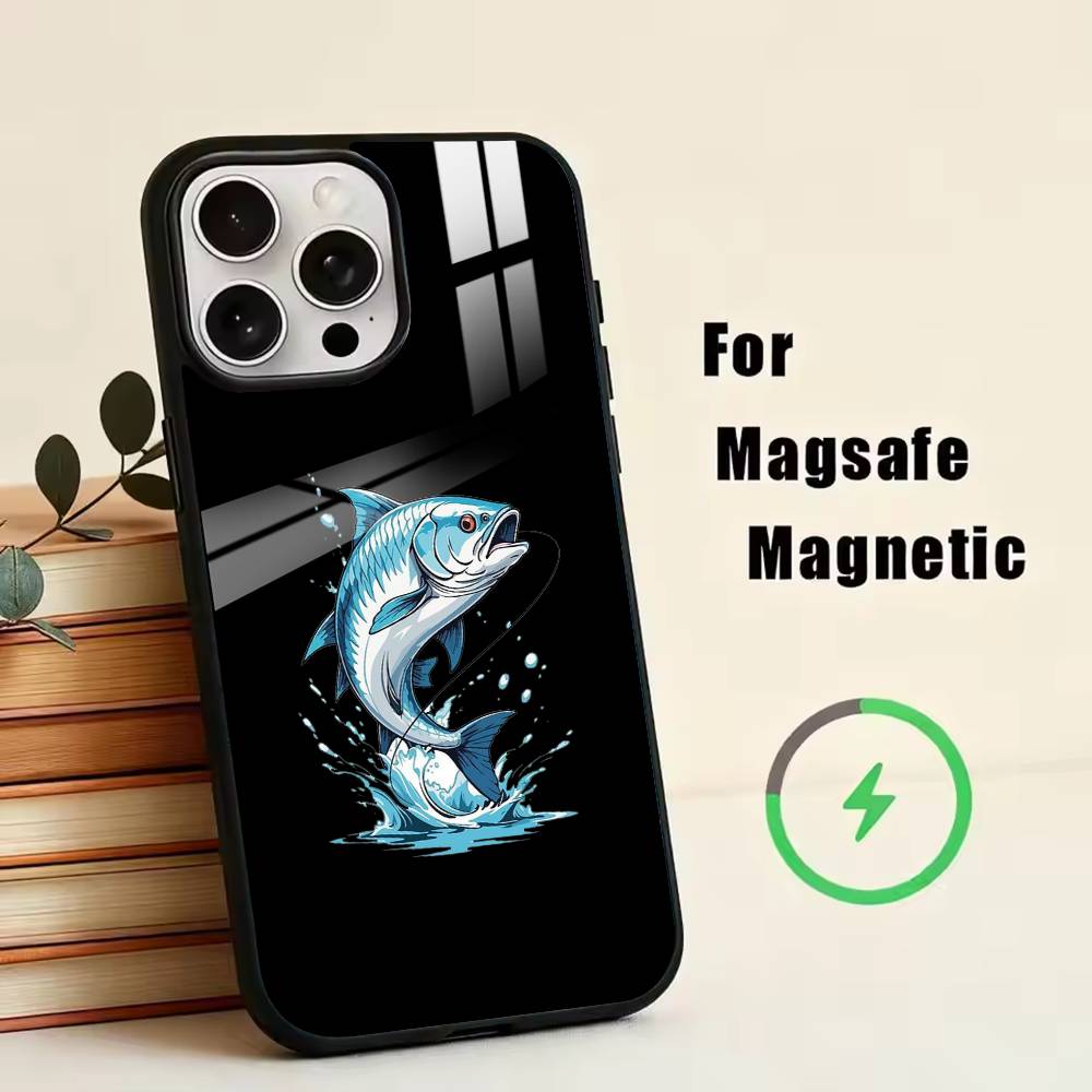 

Fishing graffiti Phone Case For iPhone17,16,15,14,13,12,11 Plus,Pro Magnetic with Magsafe Wireless Charging iPhone12mini