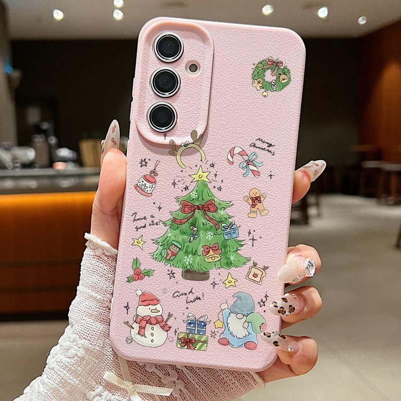 

Чехол Рождественская елка для Samsung Galaxy S25 S24 S22 Ultra S23 FE A17 A56 A36 A26 A55 A16 A15 A25 A54 5G Мягкий ТПУ чехол для телефона Samsung Galaxy S24 розовый