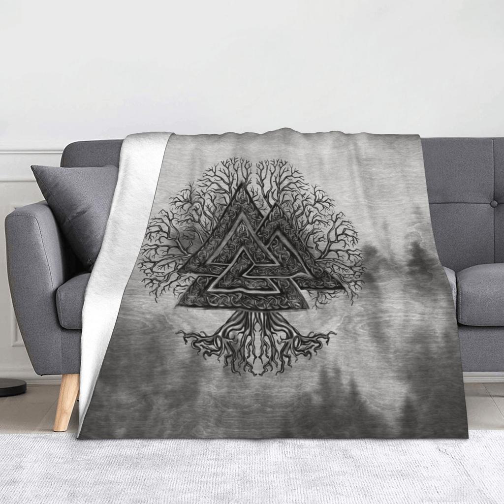 Tree of Life Yggdrasil Blanket Flannel Autumn Valhalla Viking Breathable Super Soft Throw Blankets for Bedding Office Bedspread