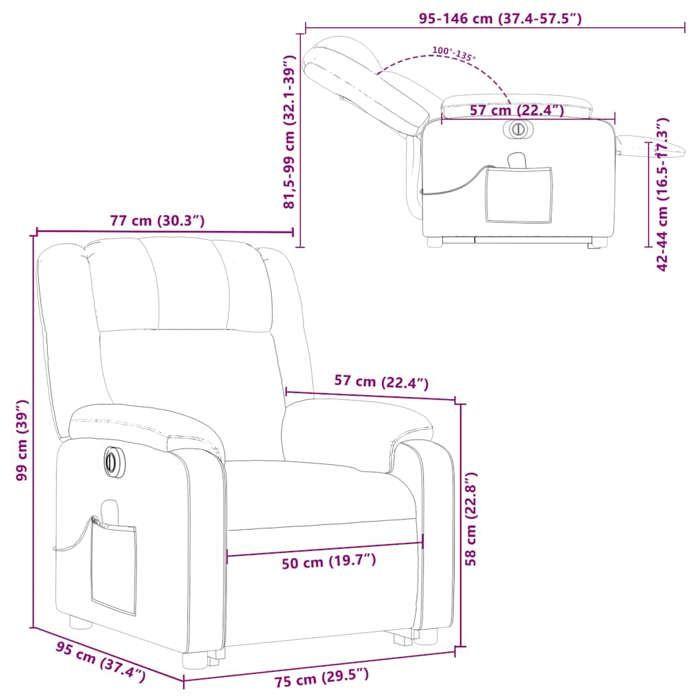 VidaXL Fauteuil Inclinable de Massage Électrique, Chaise de Relaxation avec Dossier et Repose-pied Réglables, Siège de Salon 3205247