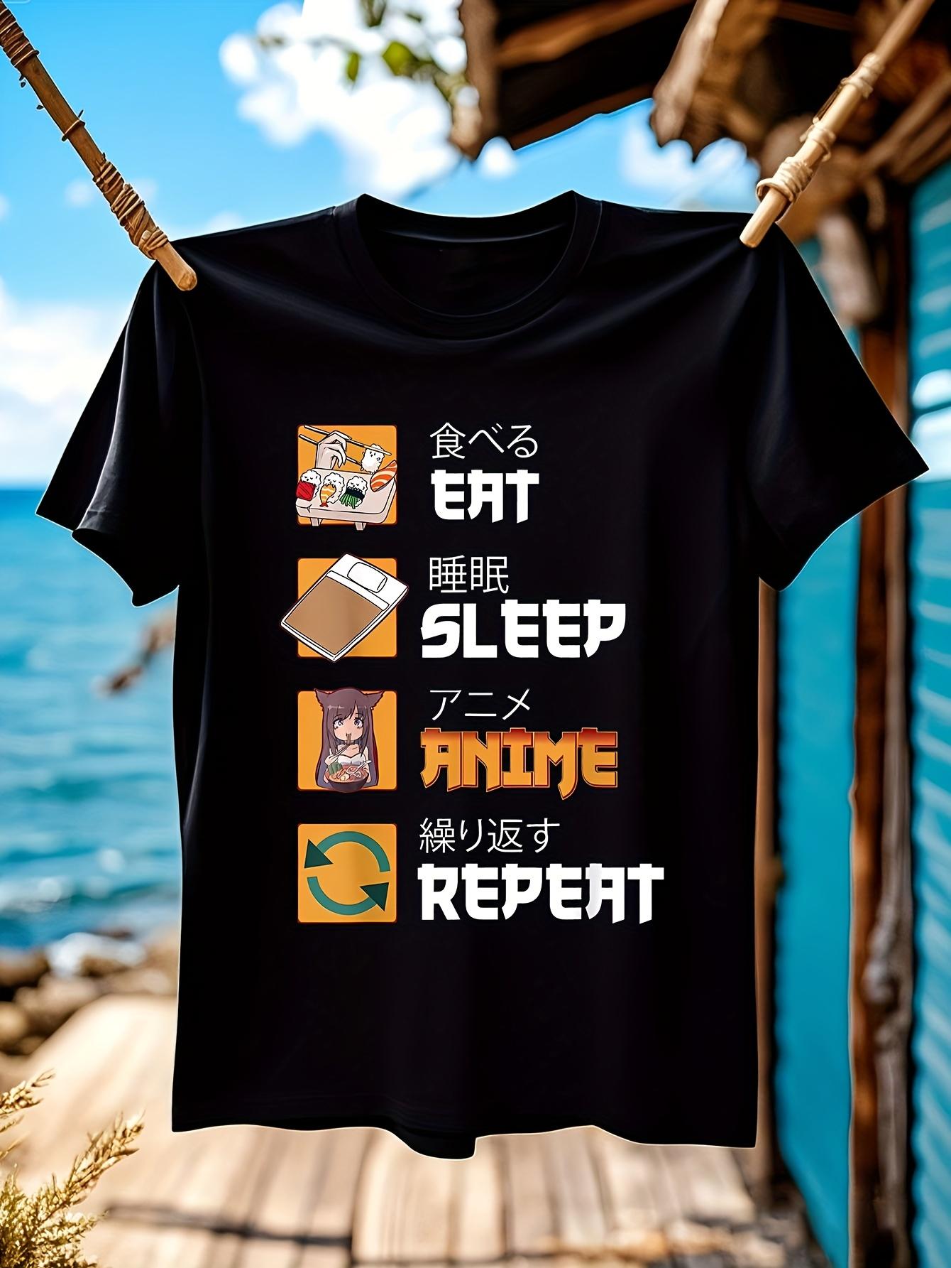 Anime Graphic Tshirt Funny Eat Sleep Repeat Japanese Mang... XXXXL