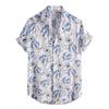 Summer Men's Fashion Trend Short-Sleeved Beach Print Single-Breasted Lapel Shirt