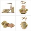 Satin Bow Thick With A Line Buckle Sandals 2025 New Gentle Wind French Fairy All Match Sandals
