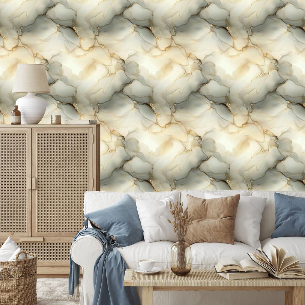 Beige, cream and brown ink wallpaper for living room and bedroom 50x1000
