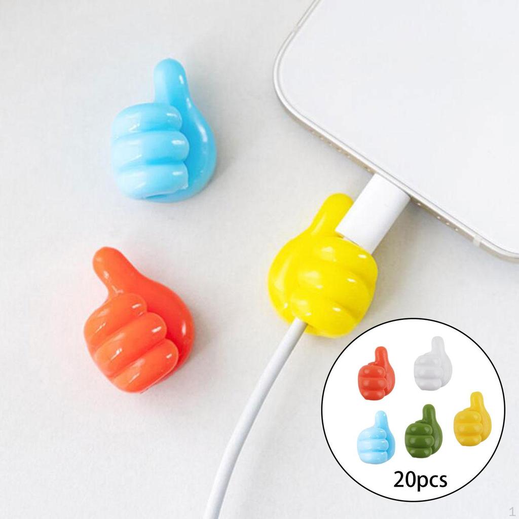Thumb Hooks Up Shape Wall Cable Organizer Random Color 10 Pieces