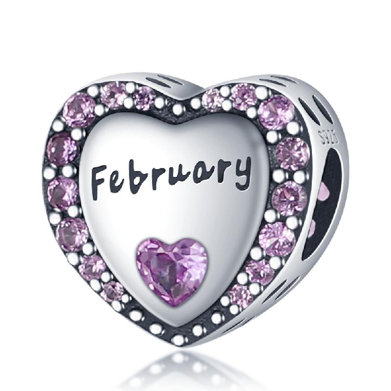 New In Silver Color Love Zircon Heart Series Beads Fit  Bracelet DIY Charm Pendant Woman Jewelry Hot Sale