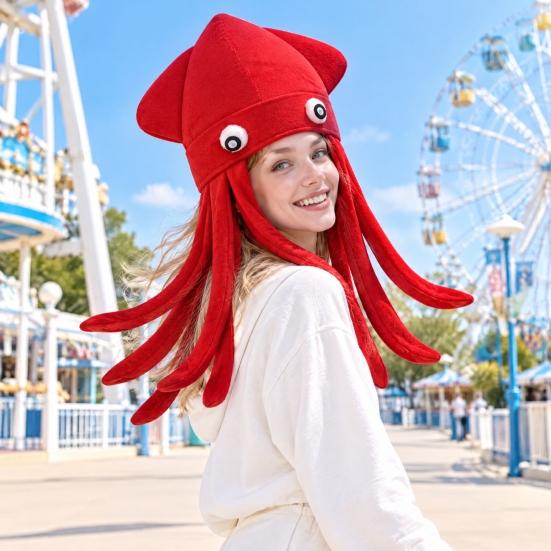 Unique Festival Party Gift Funny Octopus Hat with Tentacles, Creative Plush Cap for Cosplay Comic Exhibition Costume Gear and Photography, Novelty