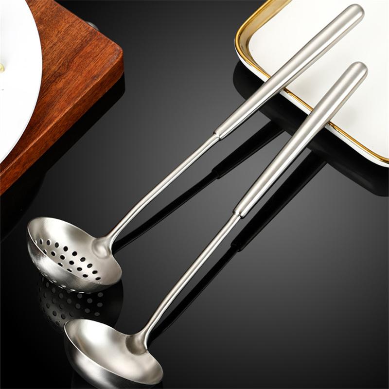 Golden 304 Stainless Steel Colander Spoon for Kitchen Long Handle Ladle Anti-scalding Restaurant Food Oil Fitlter Household