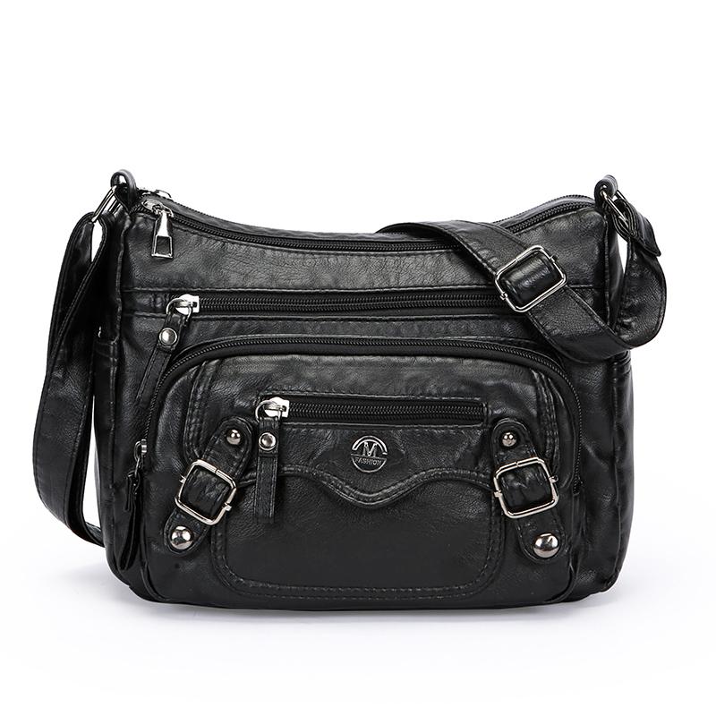 Skulderveske Stor Kapasitet Flerlags Mykt Skinn Dameveske Middelaldrende Og Eldre Morsveske