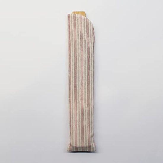 Ojiya Chijimi Folding Fan Striped Red White Linen MaterialIncludes Pouch BoxIntangible Cultural HeritageKimono FabricMade Japan