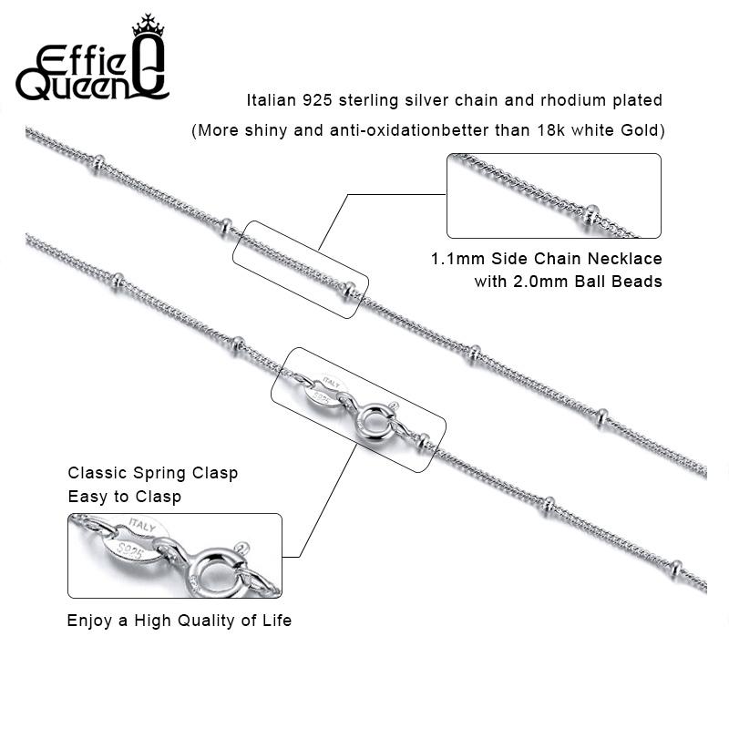 Effie Queen 925 Sterling Silver Ball Beads Satellite Chain Necklace Jewelry Simple Popular Women Charm Fashion 40-60cm Gift SC22
