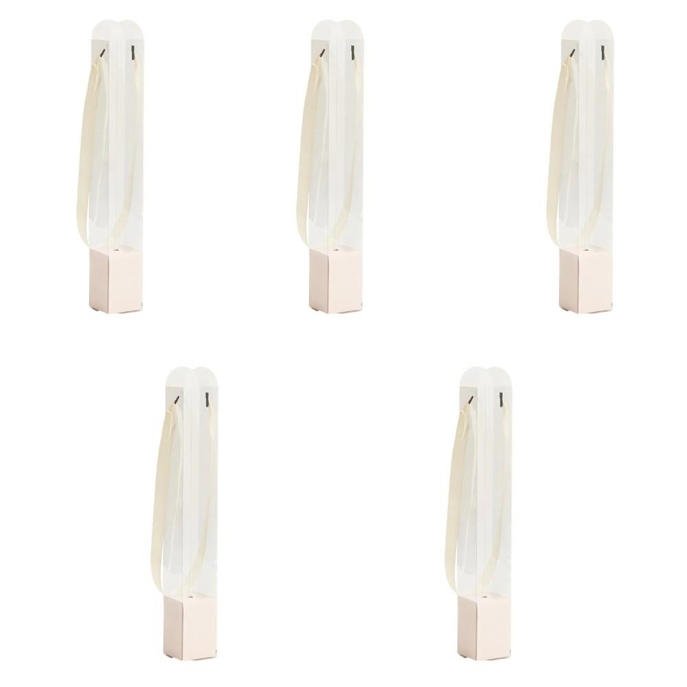 5PCS/Set Transparent Flower Packaging Boxes Plastic Portable Rose Wrapping Boxes Handheld Flower Arrangement Bags
