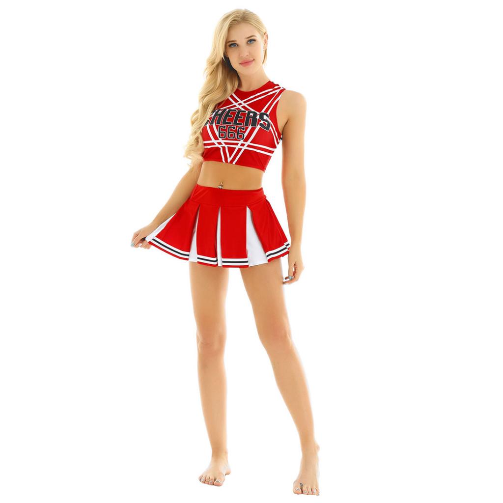 Uniforme de Cosplay de colegiala japonesa para mujer, lencería Sexy para chica, Top corto sin mangas con Mini Falda plisada, conjunto de disfraz de animadora