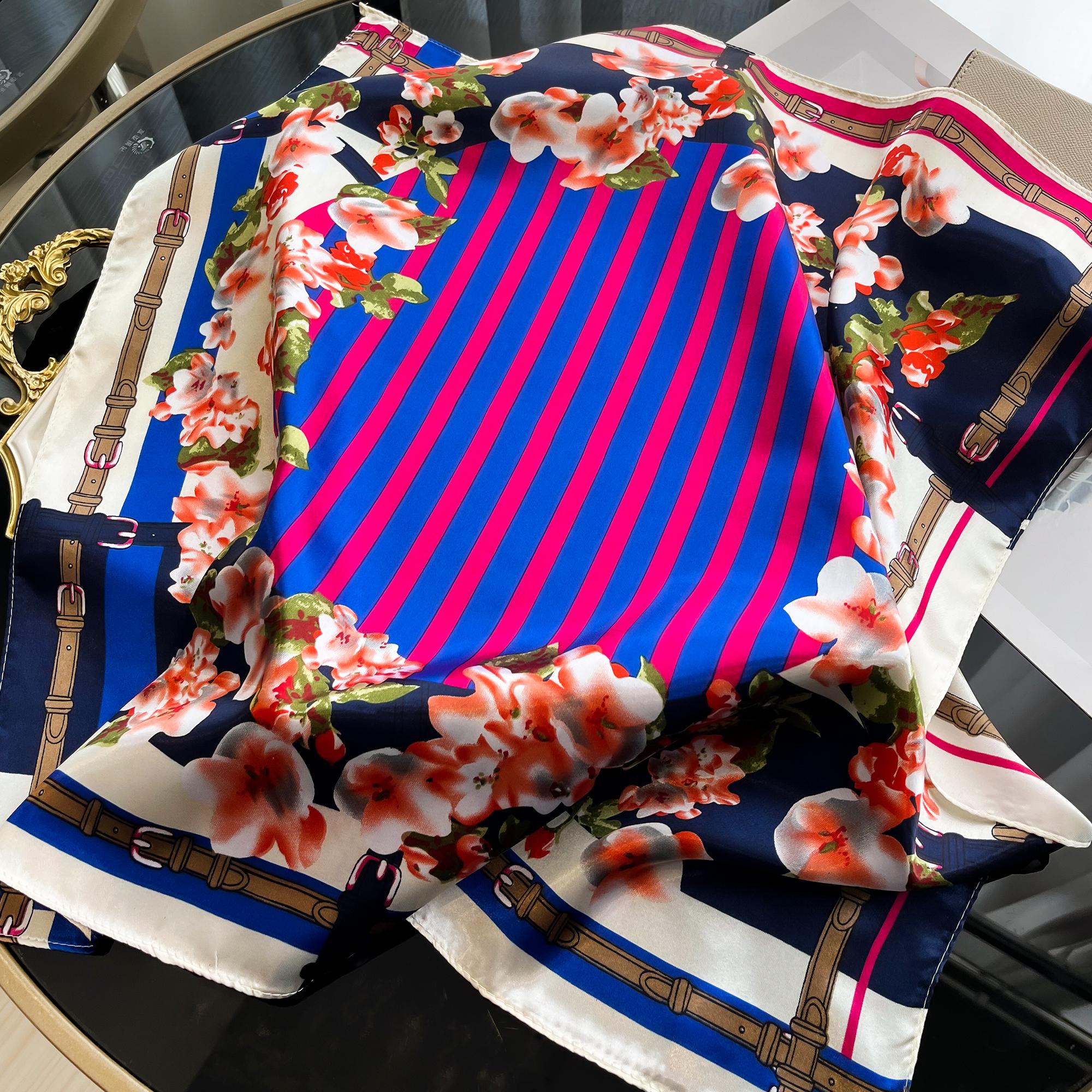 

Designer Women Silk Scarf Pattern Neck Hair Band Foulard 60Cm Square Head Tie Print Scarves Lady Foulard Head Band