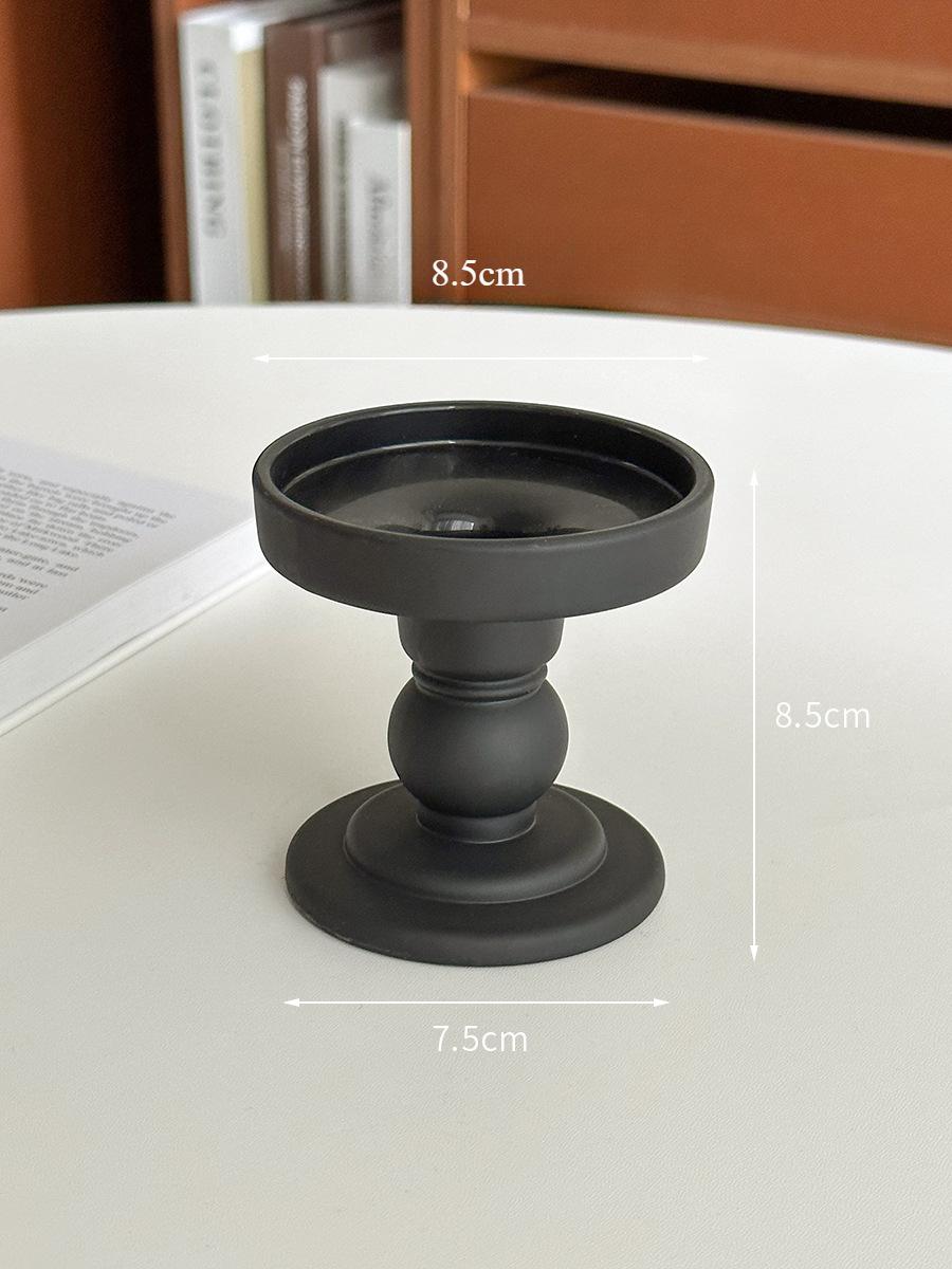 

Y Vintage Black Roman Column Glass Candle Holder - French-Inspired Elegant Décor for Taper, Pillar & LED Candles, Home Decor