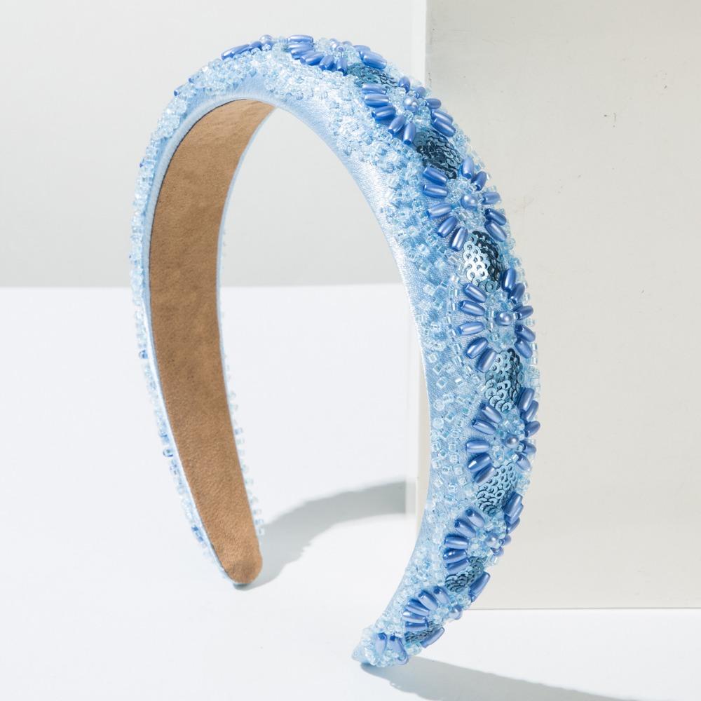 

Handmade Face Wash Hairbands Sequins Women Headwear New Wide Brim Headband Hair Accessories синій