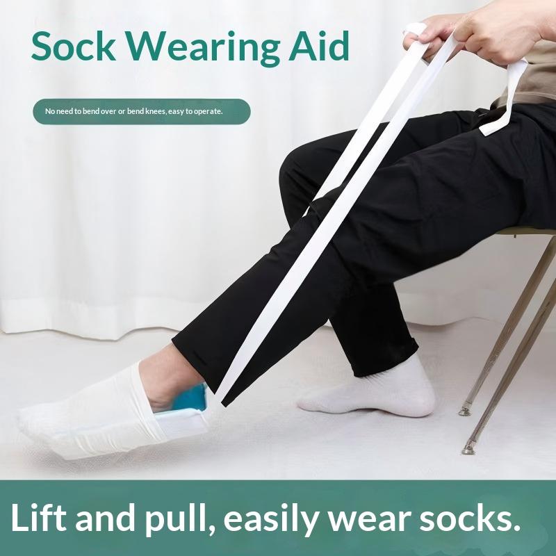 Sock Puller Helper Tool No Bending Easy On Sock Aid Device Soft Padding for Knee Surgery Recovery Patients Elderly