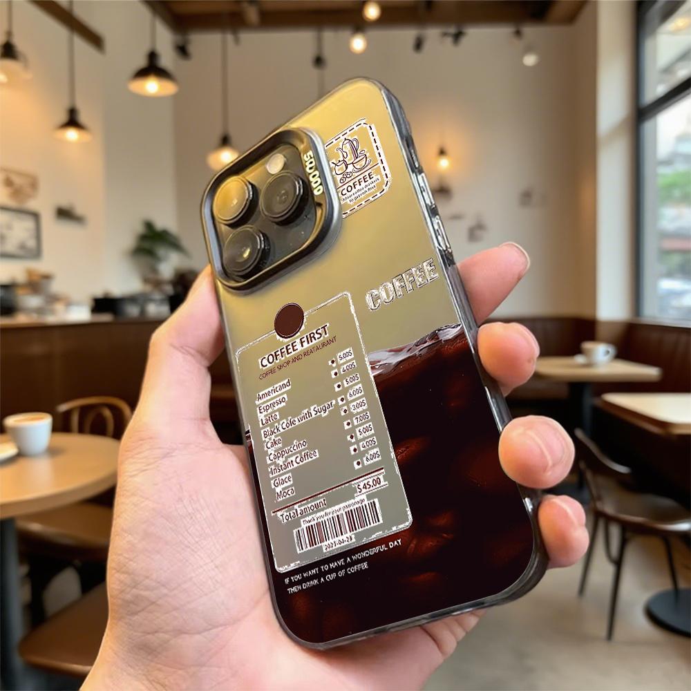Coffee First Menu Hard Phone Case for Iphone 16 15 14 13 12 11 Pro Max Mini Shockproof Anti-Scratch Protective Cover