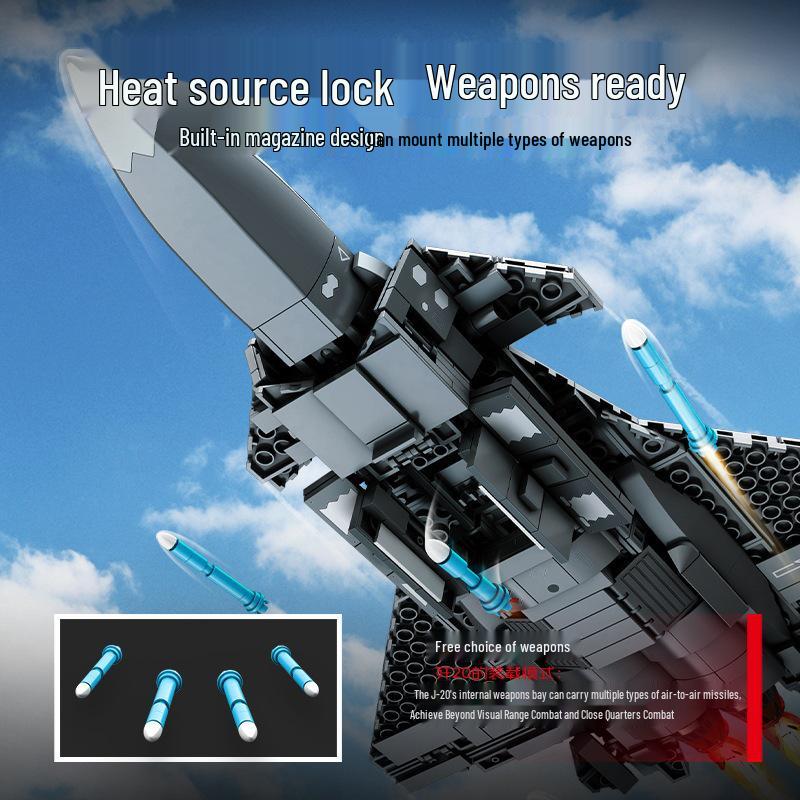 Sengbao J-20 Stealth Fighter 50 Model Building Blocks - Children's Educational Toy