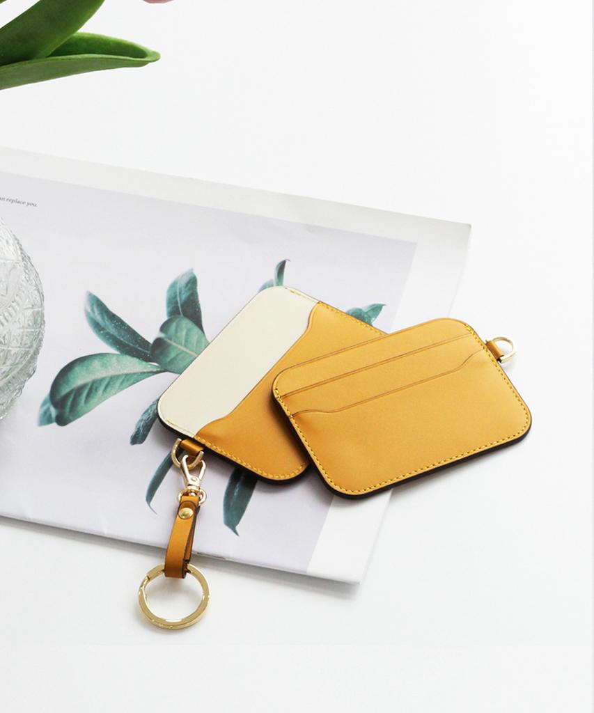 Matt Steen Cowhide Combination Round Women'S Card Wallet (Yellow) W37075
