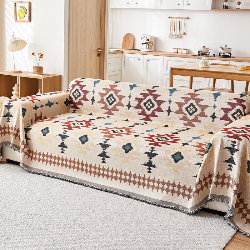 Bohemian Style Non-Slip Sofa Cushion Cover - Full One-Piece for Three-Seater