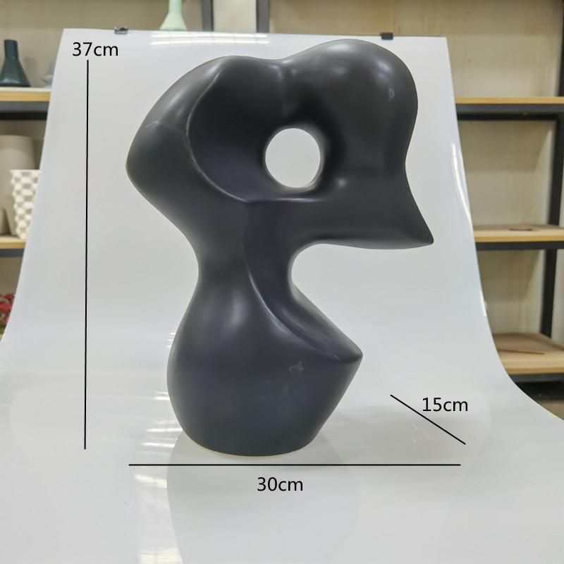 Abstract Art Geometric Ceramic Vase, Black and White Irregular Flower Ware, Living Room, Office, Hall Countertop Decoration