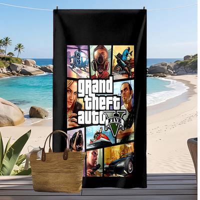 Tapis de plage imprimé Grand Theft Auto à séchage rapide, serviette de bain super absorbante, douce et légère pour la piscine, les voyages d'été
