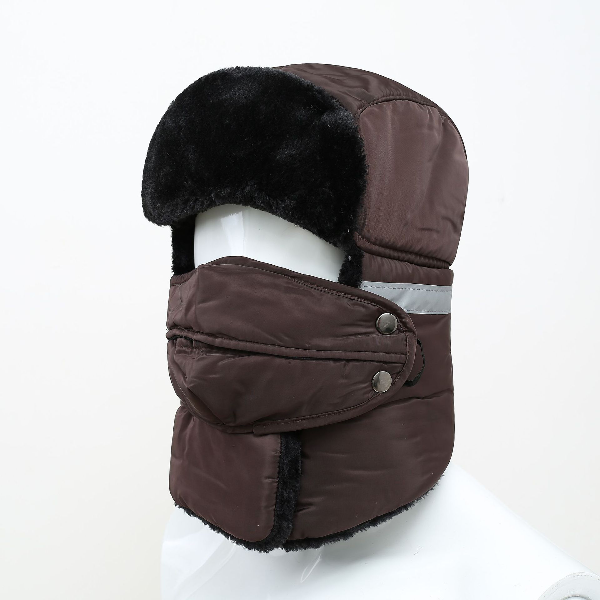 

Унисекс Зимняя шапка-ушанка с отражающими полосками для езды на электровелосипеде, флисовая подкладка, ветрозащитная, холодостойкая, утолщенная теплая шапка-ушанка One Size