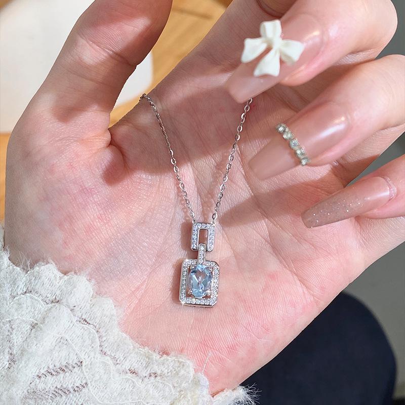 S925 Sterlingsilber Parfümflaschen-Halskette für Damen Europäischer und Amerikanischer Stil Luxuriös Hochwertig Natürlicher Kristall Mode Geschenk