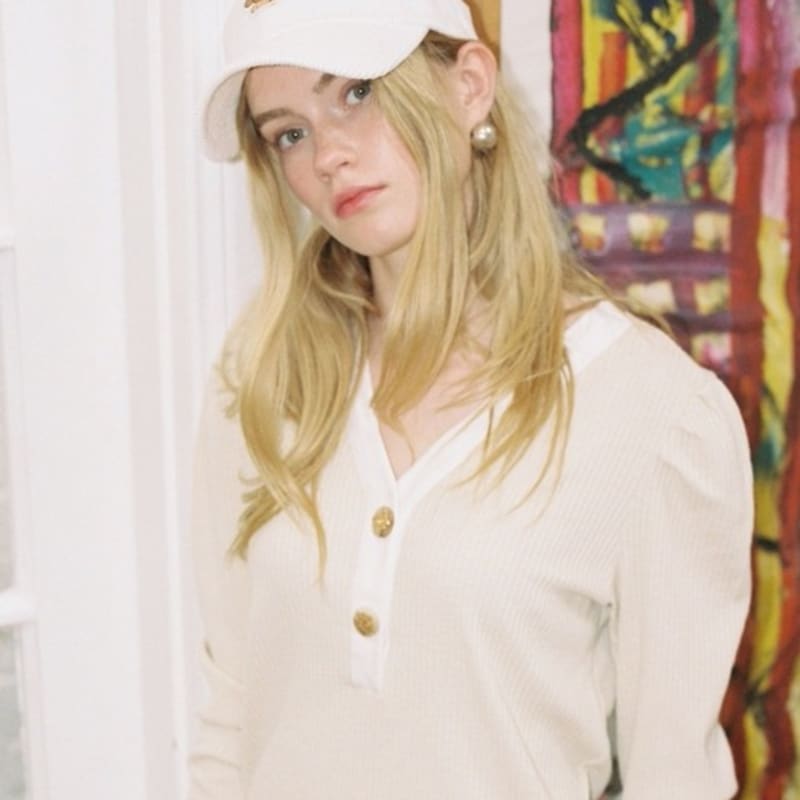 THE ASHLYNN PAM PATCH CORDUROY BALLCAP_IVORY