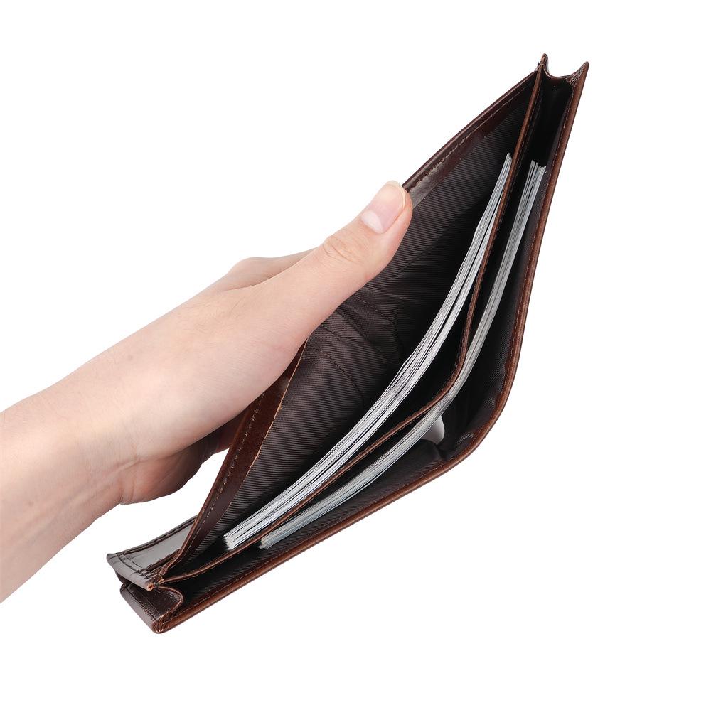 Portafoglio Bifold da Uomo e Porta Carte in Vera Pelle con Tasca Portamonete, Scomparti Multi-Carta, Pelle Bovina di Primo Strato