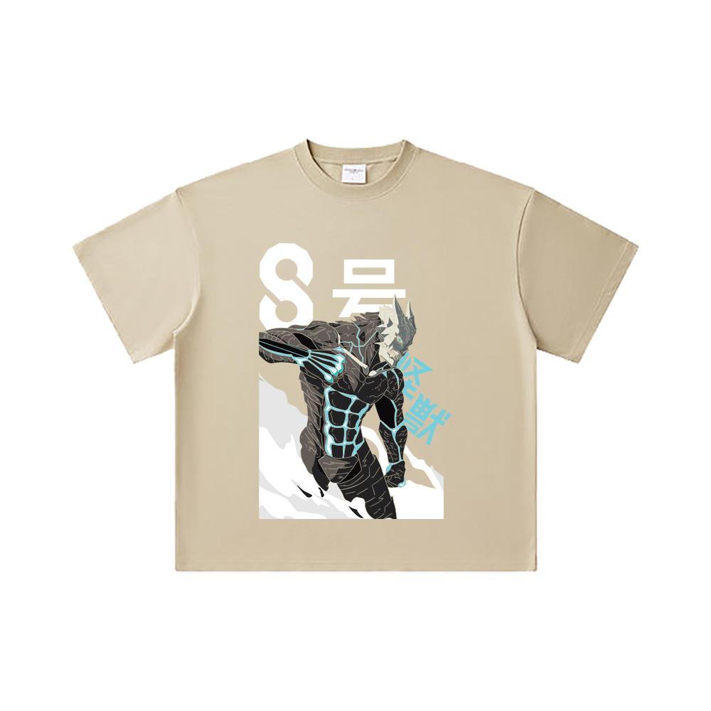 260 GSM Double Yarn 32 Count 100% Cotton Kaiju No 8 V6 Kafka Print Unisex Heavy Cotton T Shirt