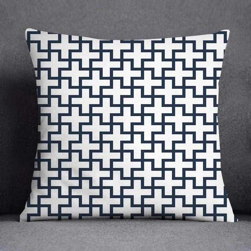 Blue Striped Plaid Pillowcase Office Living Room Home Pillowcase Car Ornaments