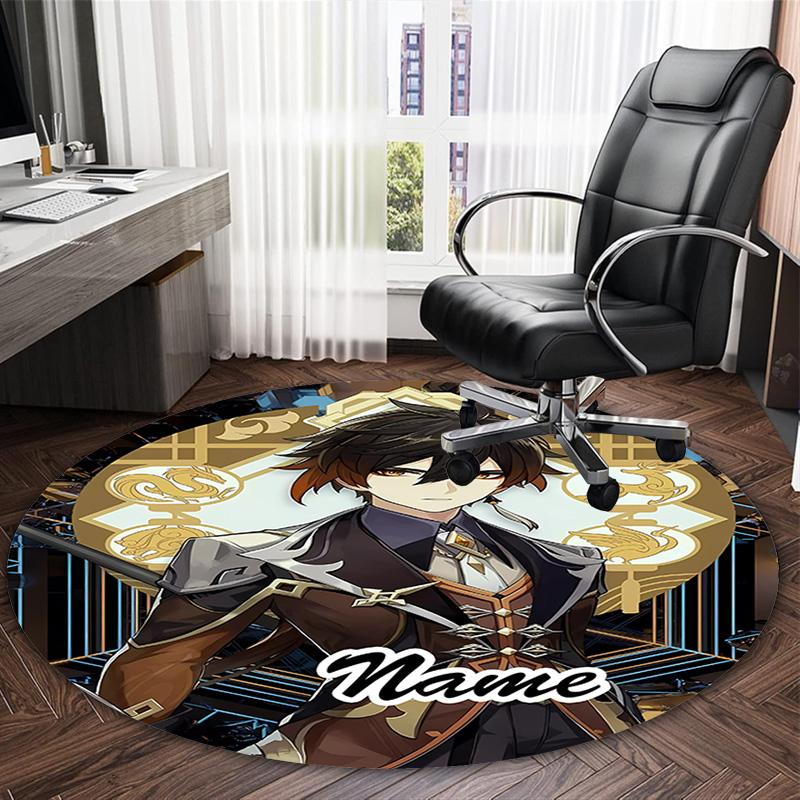 Customizable Genshin Impact4 Round Non-Slip Carpet - Ideal for Garden, Picnic, Office, Perfect for Decoration, Suitable For All Seasons