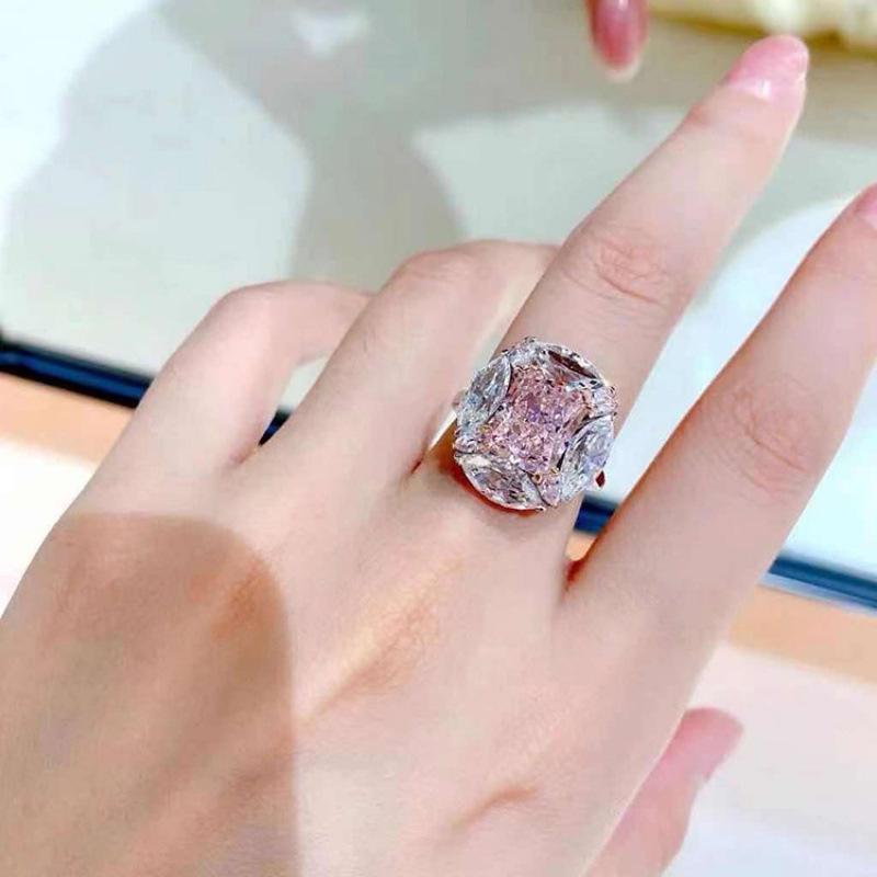 Hochwertiger Damen-Diamantring in Kaugummipink: Verstellbar, Leichter Luxus, Super Funkelndes Design