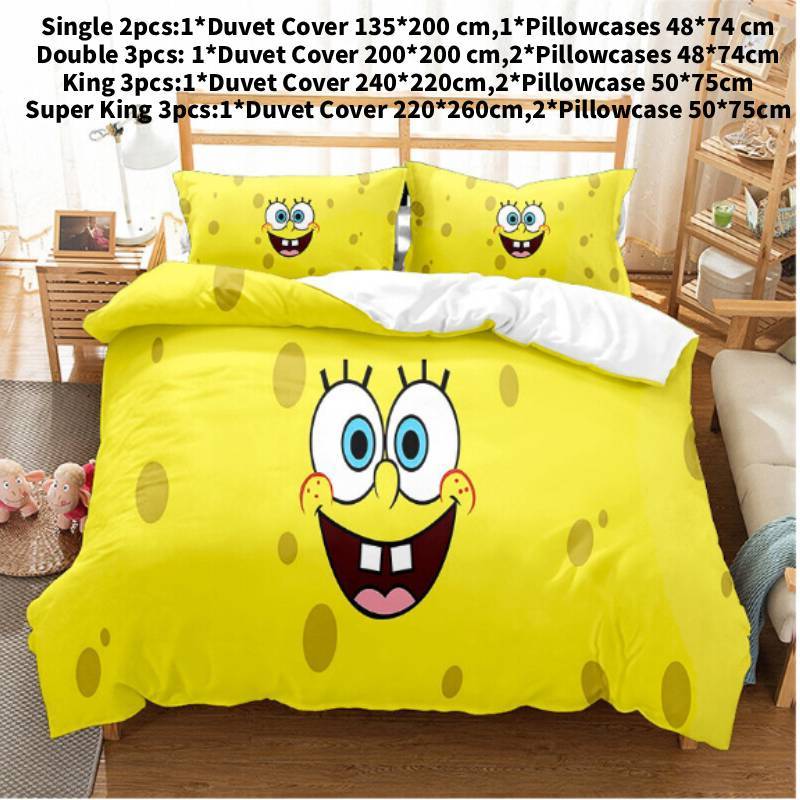 

Постельное белье Губка Боб Квадратные Штаны Односпальное Двуспальное Пододеяльник Наволочки Принадлежности Наборы Single(135x200cm)