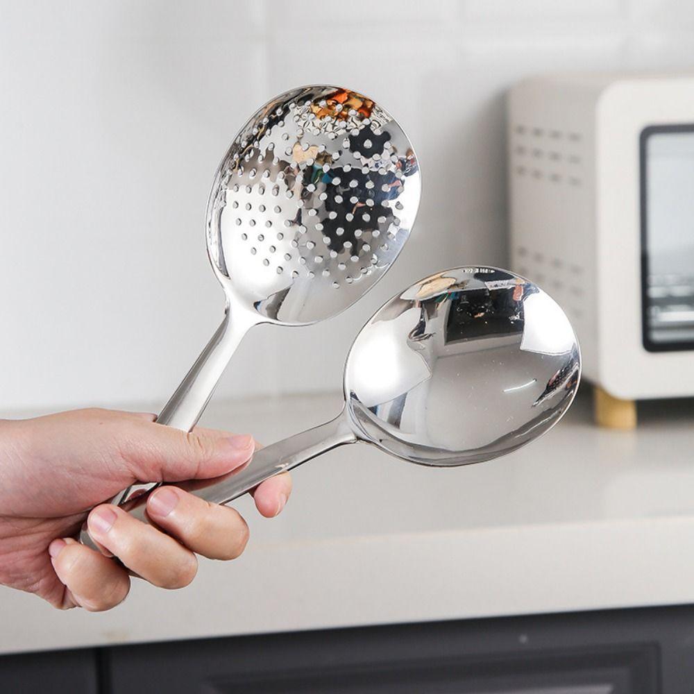 

Stainless Steel Rice Serving Spoon Drain Hole Ladle Filter Spoon Rice Spatula Cooking Silver Leakage Spoon