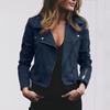 Women's Retro Short Faux Leather Jacket Tracksuit Jacket Women's Biker Jackets Zip Up Faux Leather Jacket With Pockets Mid Motorcycle Coat